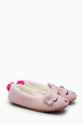 Pink Knitted Bunny Slippers